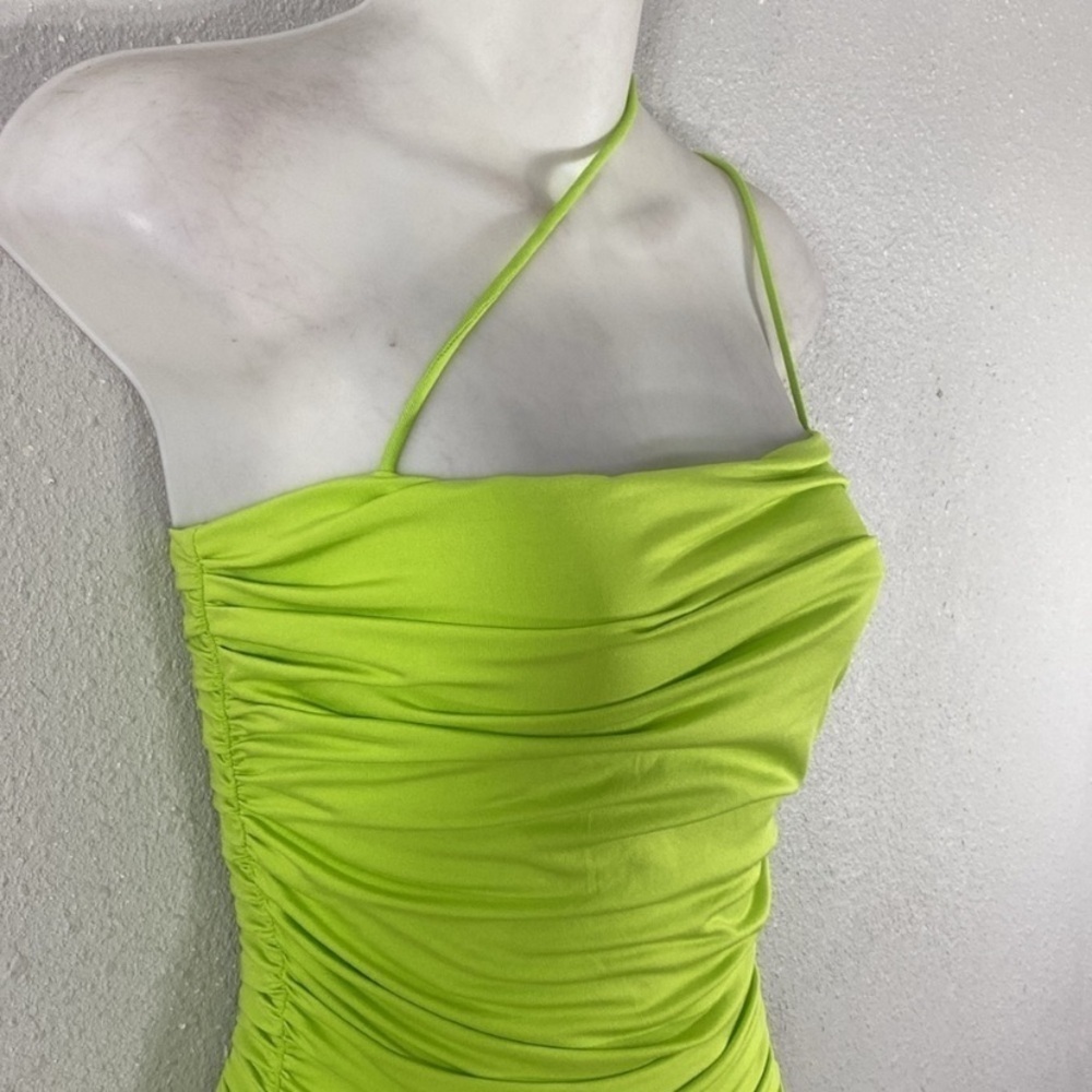 NWT Superdown Sierra Ruched Mini Dress in Neon Green XS ZZ8 - Picture 5 of 11